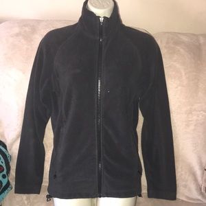 Columbia sportswear company small dark grey zippered fleece jacket damaged